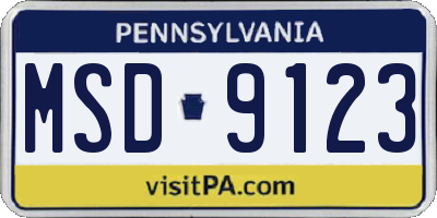 PA license plate MSD9123