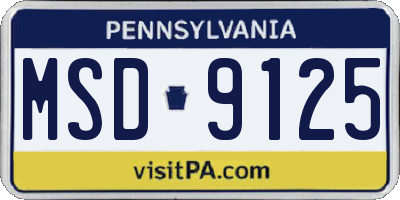 PA license plate MSD9125