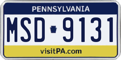 PA license plate MSD9131
