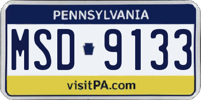 PA license plate MSD9133