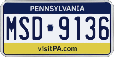 PA license plate MSD9136