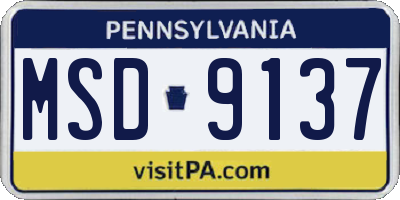 PA license plate MSD9137