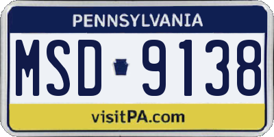 PA license plate MSD9138