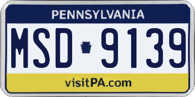 PA license plate MSD9139