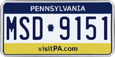 PA license plate MSD9151