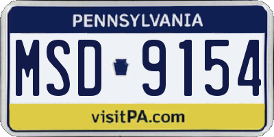 PA license plate MSD9154