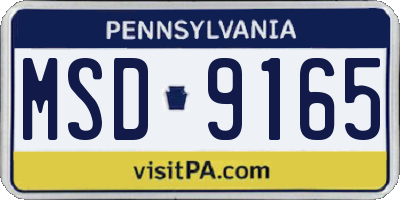 PA license plate MSD9165