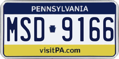 PA license plate MSD9166