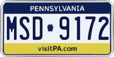 PA license plate MSD9172