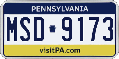 PA license plate MSD9173