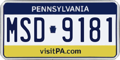 PA license plate MSD9181
