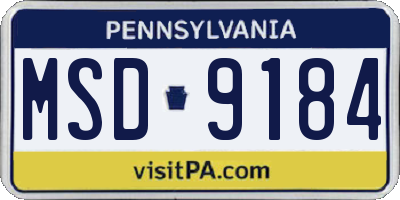 PA license plate MSD9184