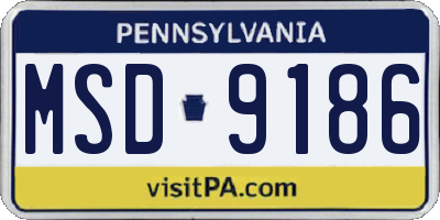 PA license plate MSD9186