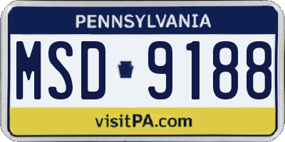 PA license plate MSD9188