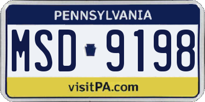 PA license plate MSD9198