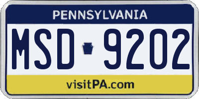 PA license plate MSD9202