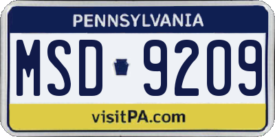 PA license plate MSD9209