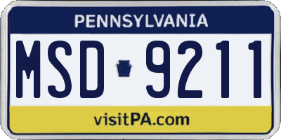 PA license plate MSD9211