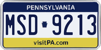 PA license plate MSD9213