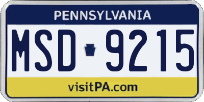 PA license plate MSD9215