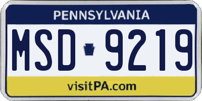 PA license plate MSD9219