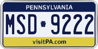 PA license plate MSD9222