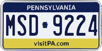 PA license plate MSD9224