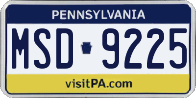 PA license plate MSD9225