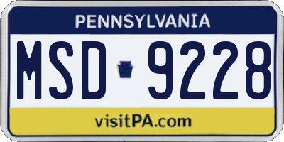 PA license plate MSD9228
