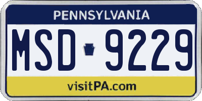 PA license plate MSD9229