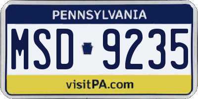PA license plate MSD9235