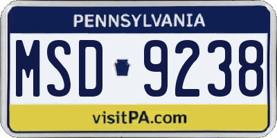 PA license plate MSD9238