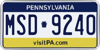 PA license plate MSD9240
