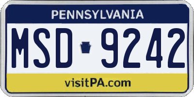 PA license plate MSD9242