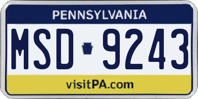 PA license plate MSD9243