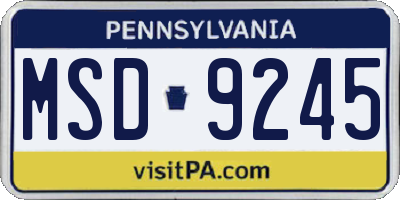 PA license plate MSD9245