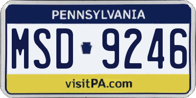 PA license plate MSD9246