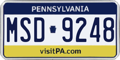 PA license plate MSD9248