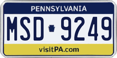 PA license plate MSD9249