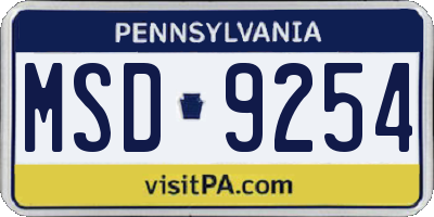 PA license plate MSD9254