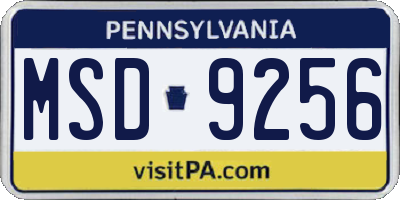 PA license plate MSD9256