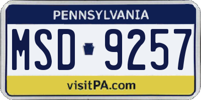 PA license plate MSD9257