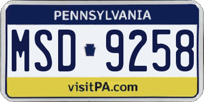 PA license plate MSD9258