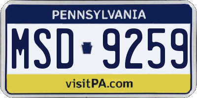 PA license plate MSD9259