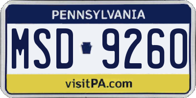 PA license plate MSD9260