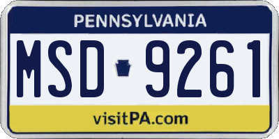 PA license plate MSD9261