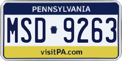 PA license plate MSD9263
