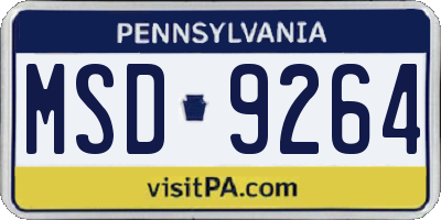 PA license plate MSD9264