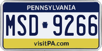 PA license plate MSD9266