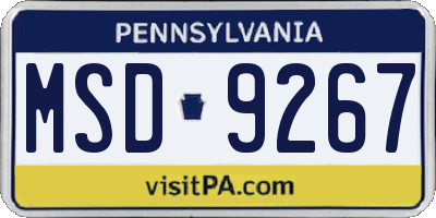 PA license plate MSD9267